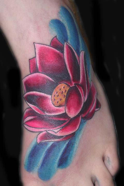 Lotus on Foot | Flower Tattoo