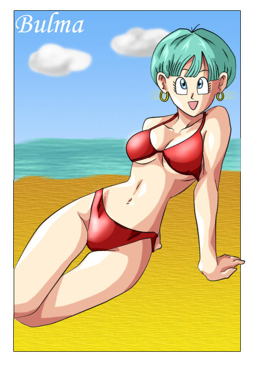 Bulma in bikini, at the beach by ~DragonballAF on deviantART
