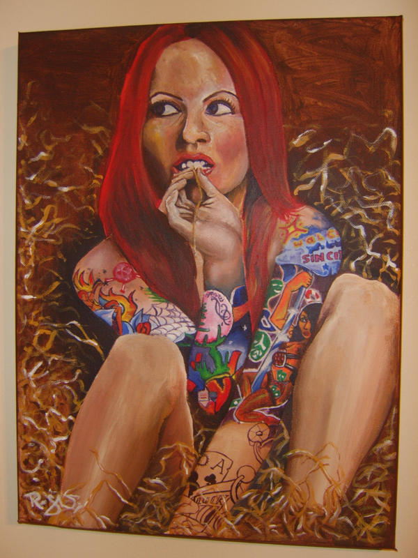 Painting of a Tattooed woman by brokenpuppet86 on deviantART
