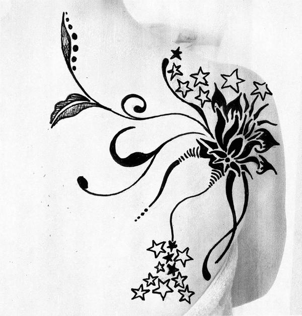 tribal flower tattoo by