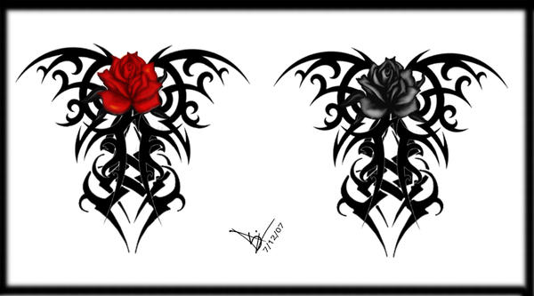 tattoo tribal Gothic Tribal Rose Back Tat V2