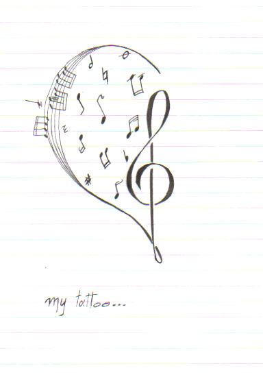music tattoo clef heart