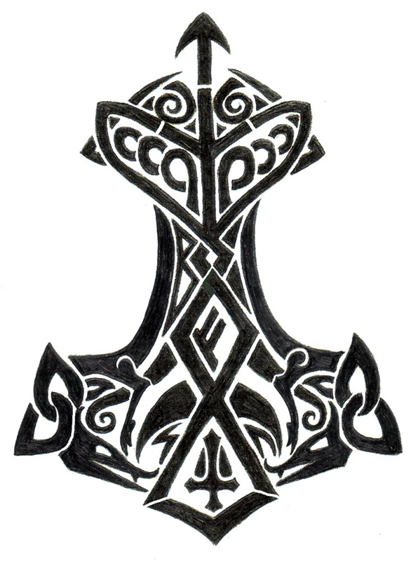 Thor's Hammer - shoulder tattoo