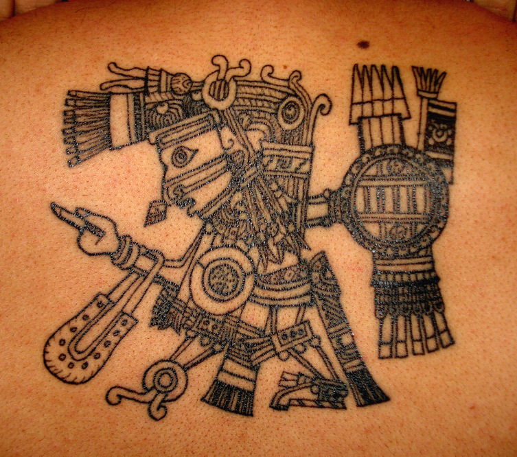 god tattoo. Aztec God Tattoo WIP