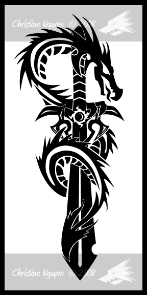 Tribal Dragon and Sword Tattoo by fenrir66 on deviantART