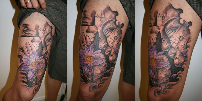 Buddha Flower Great leg TaT | Flower Tattoo