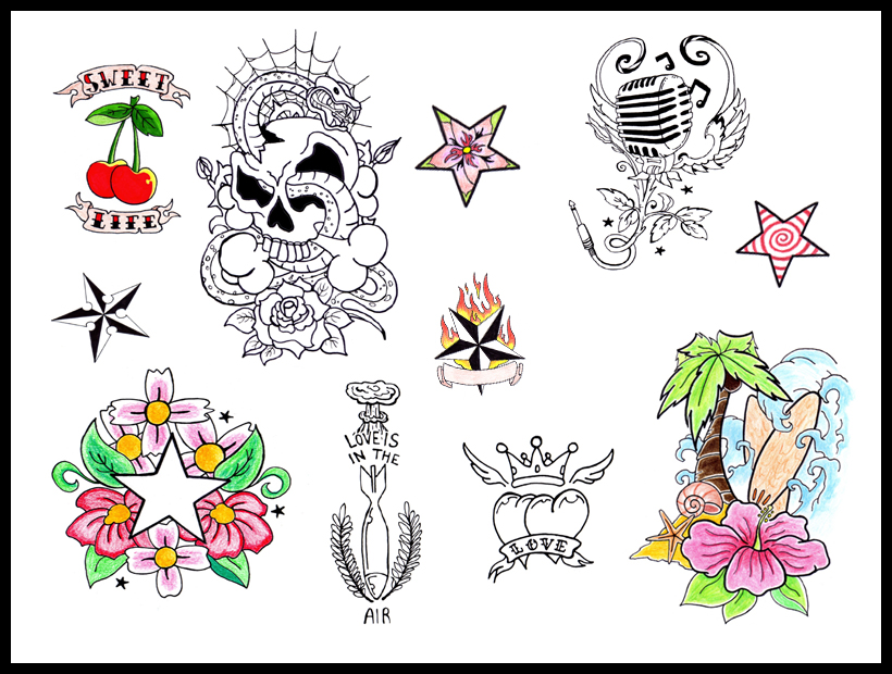 tattoo flash 2 Flower Tattoo
