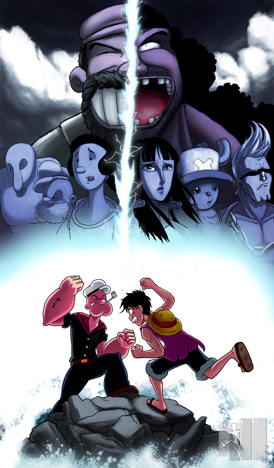 dragon ball one piece crossover. Popeye/One Piece: You see this awsome poster here?: Be a game or an anime,
