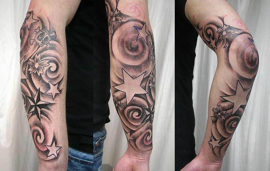 skull tattoos. Stars Skull Arm Tattoo