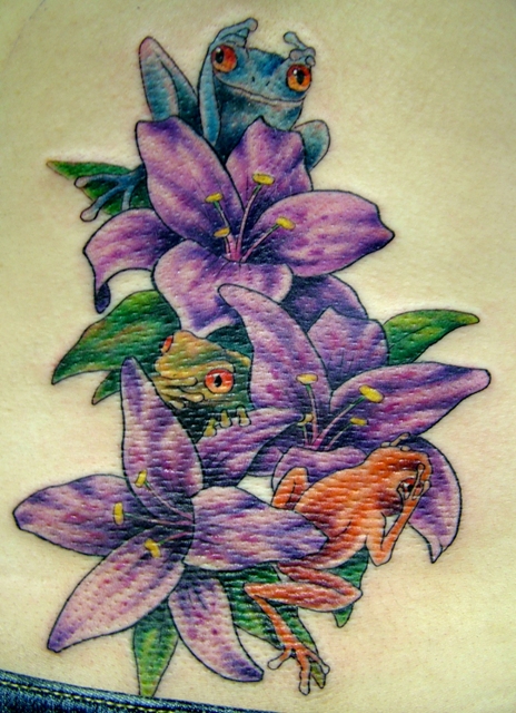 lillys and frogs | Flower Tattoo