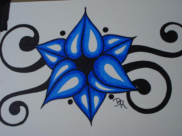 blue tribal flower | Flower Tattoo
