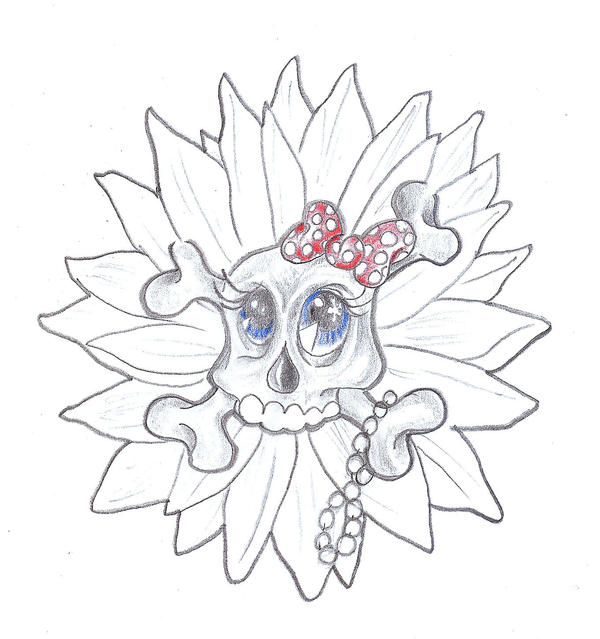 Girly Skull Flower by 2FaceTattoo on deviantART