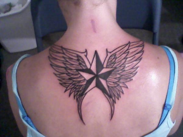 Star Tattoo With Wings. Star and Wings Tattoo by