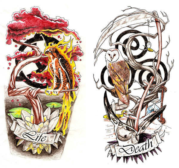 Life and Death Calf Tattoos by ~Omedon on deviantART