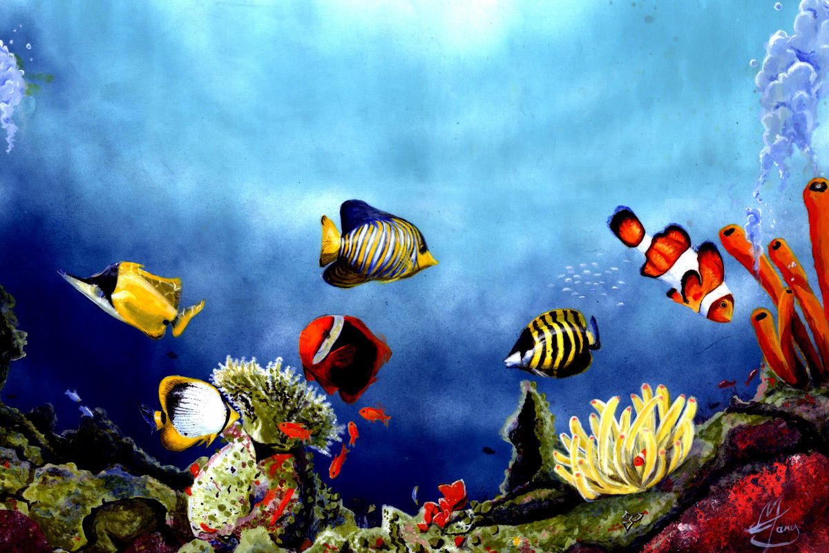 underwater scenery by spirapride traditional art paintings landscapes ...