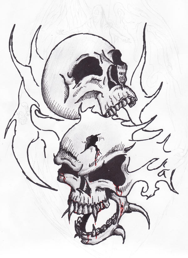 fire skulls sketch tatoo by Satroa on deviantART