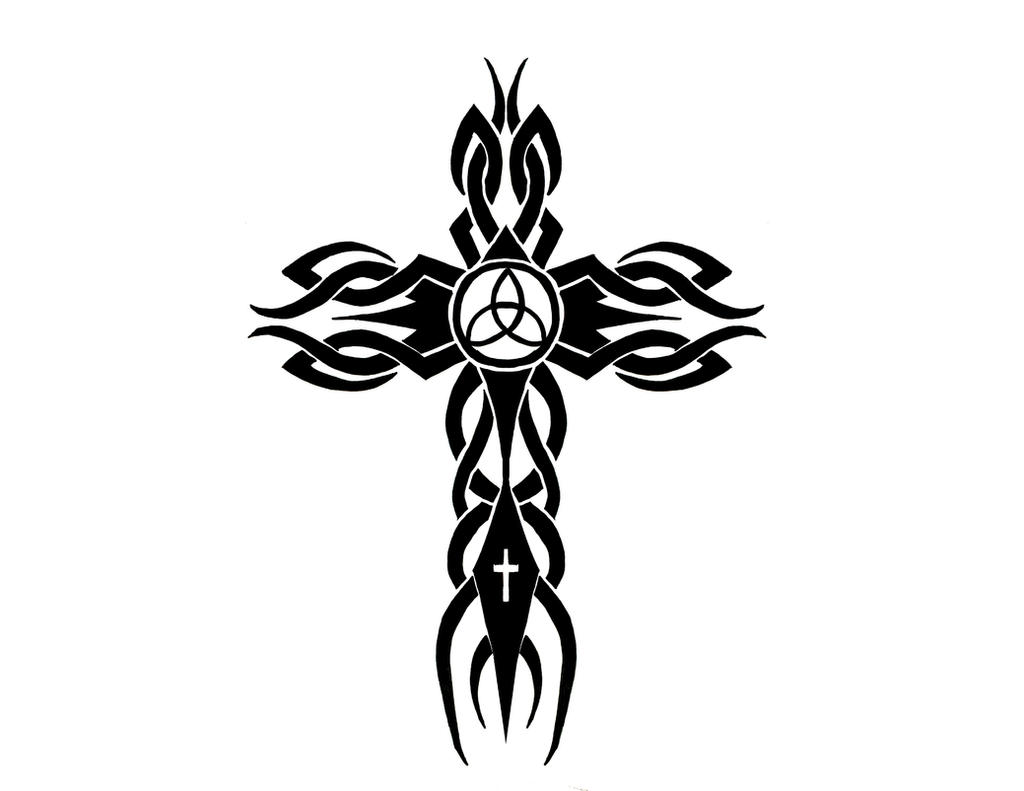Tribal Cross Tattoo Outline