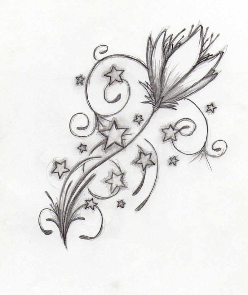 Star Flower Tattoo Drawing Designs