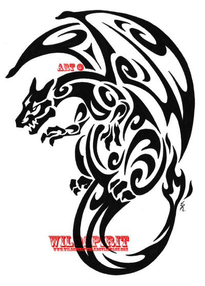 tribal tattoo dragon. Tribal Flying Dragon Tattoo by