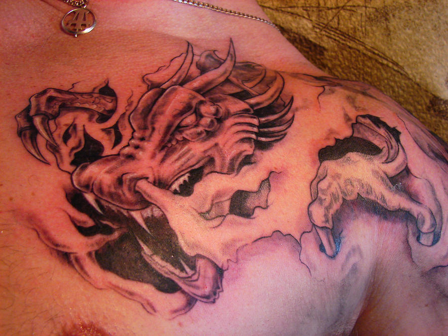 dragon - chest tattoo