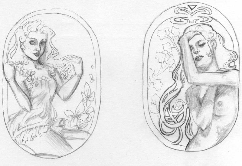 Art Nouveau Tattoo sketches by
