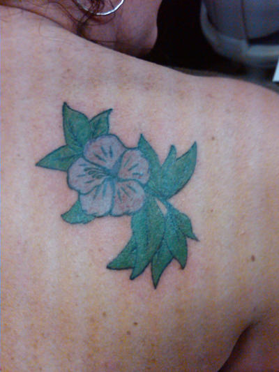 hibiscus flower with leaves - flower tattoo