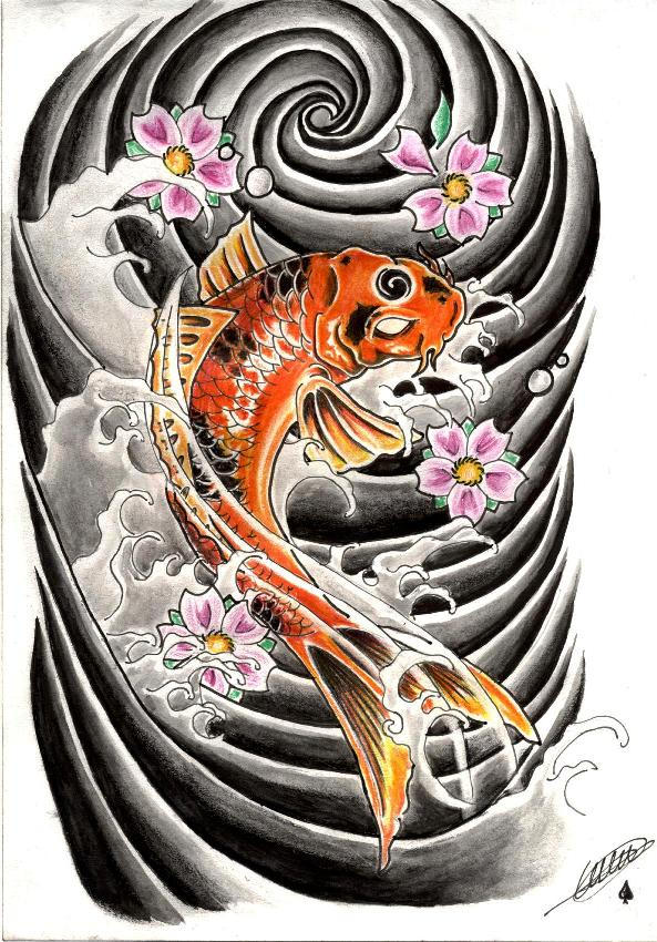 japanese koi tattoos. koi tattoo by ~catfromhell on