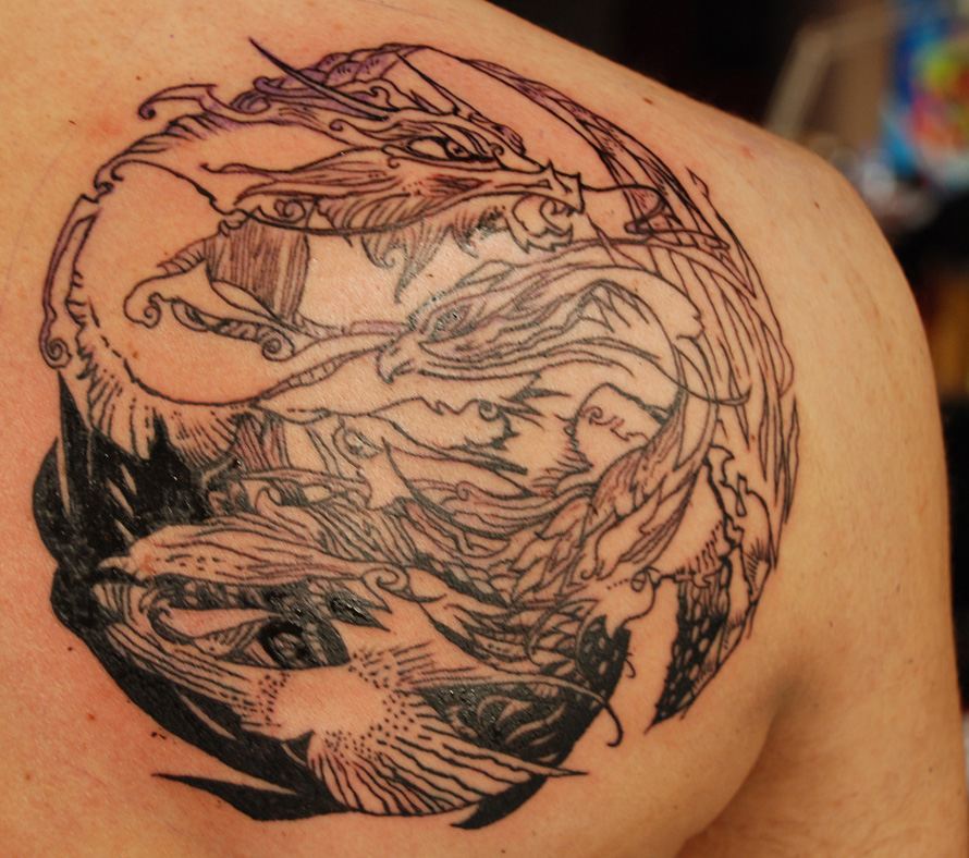 TattooPhoenix and Dragon by Kieshar on deviantART