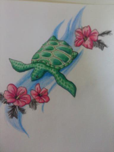 Sea Turtle | Flower Tattoo