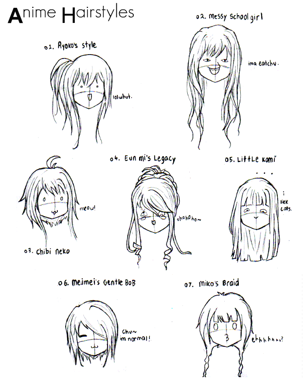 anime hair styles. female anime hairstyles.
