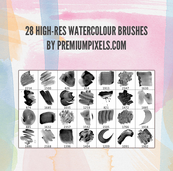 28 HighRes Watercolour Brushes