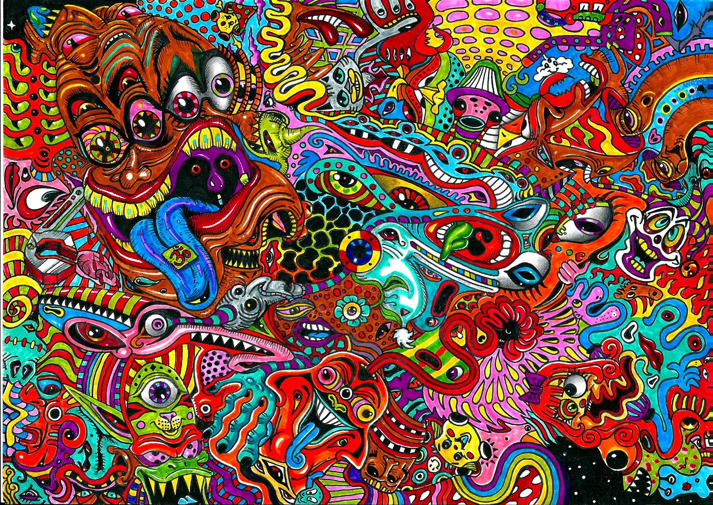 Trippy Acid Art Wallpaper Psychedelic mess by acid-flo