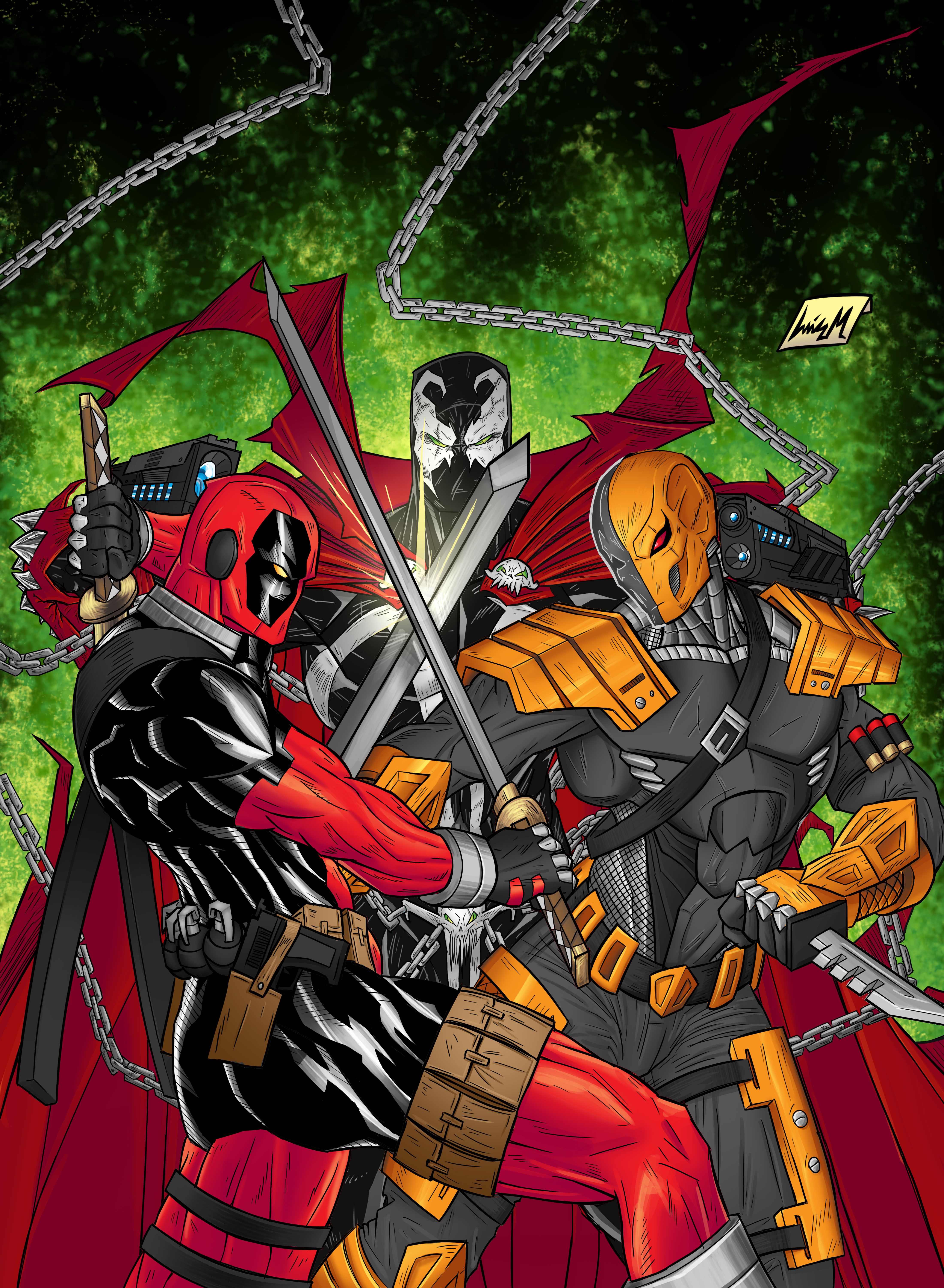 Spawn vs. Deadpool. vs. Deathstroke by chaosxm7 on deviantART