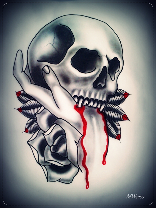 Skull Rose Hand Tattoo