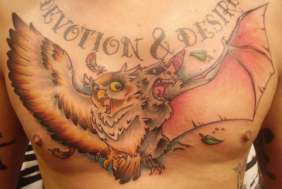 BatOwl - chest tattoo