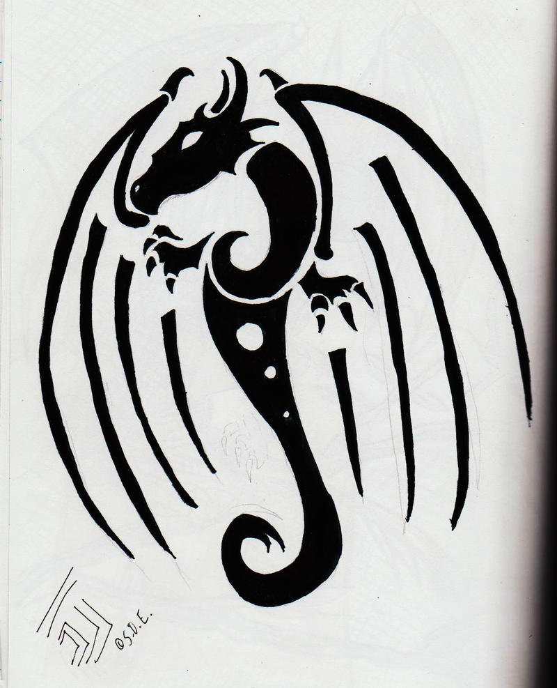 Swirl Dragon Tribal Tattoo by