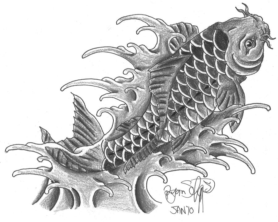 koi fish tattoo tattoos graywash tribal