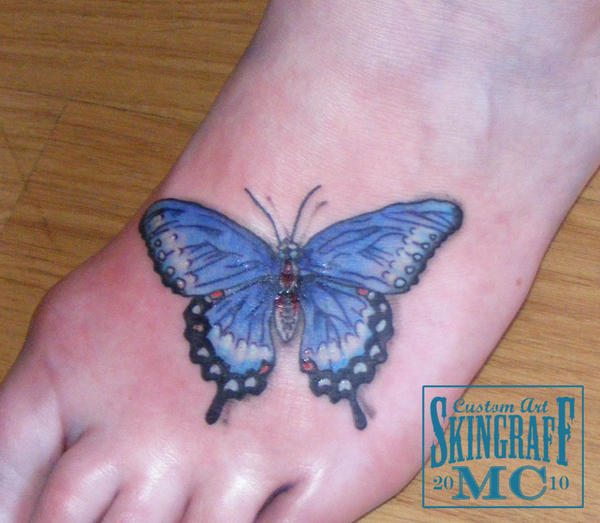 butterfly tattoo Blue Butterfly Foot