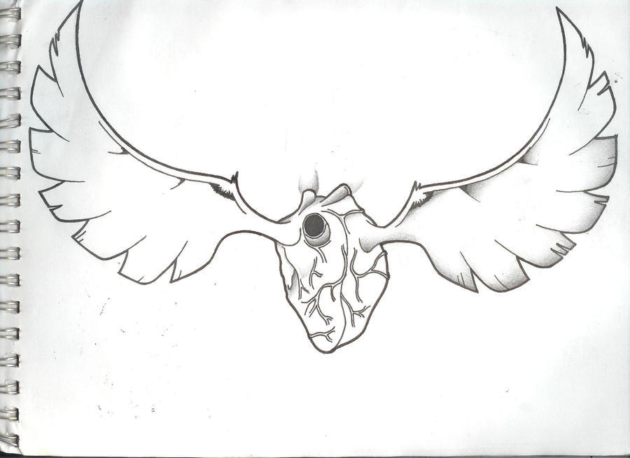 Heart and wings tattoo design