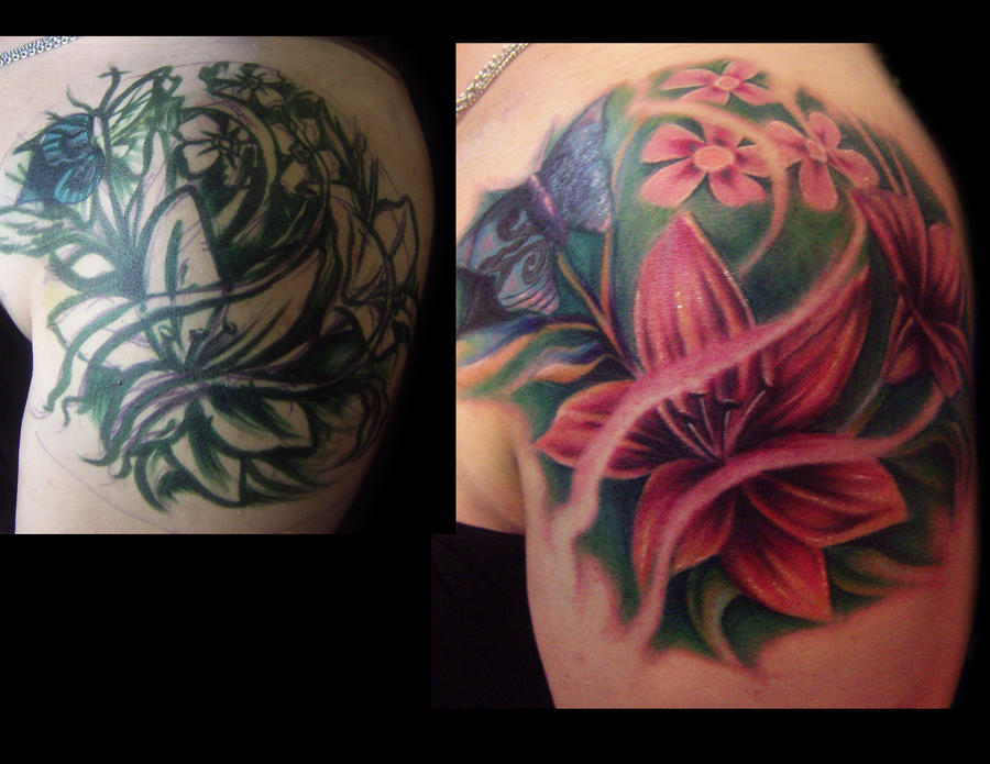 Flower collage cover up | Flower Tattoo