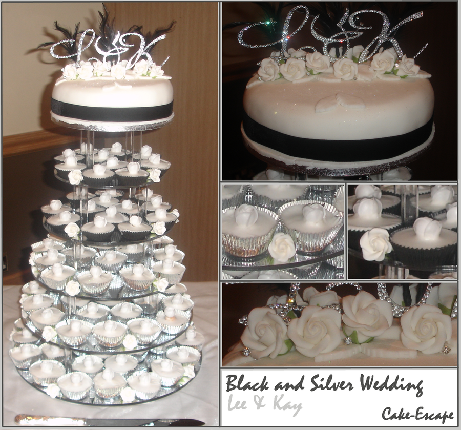 Black and Silver Wedding Cake by CakeEscape on deviantART
