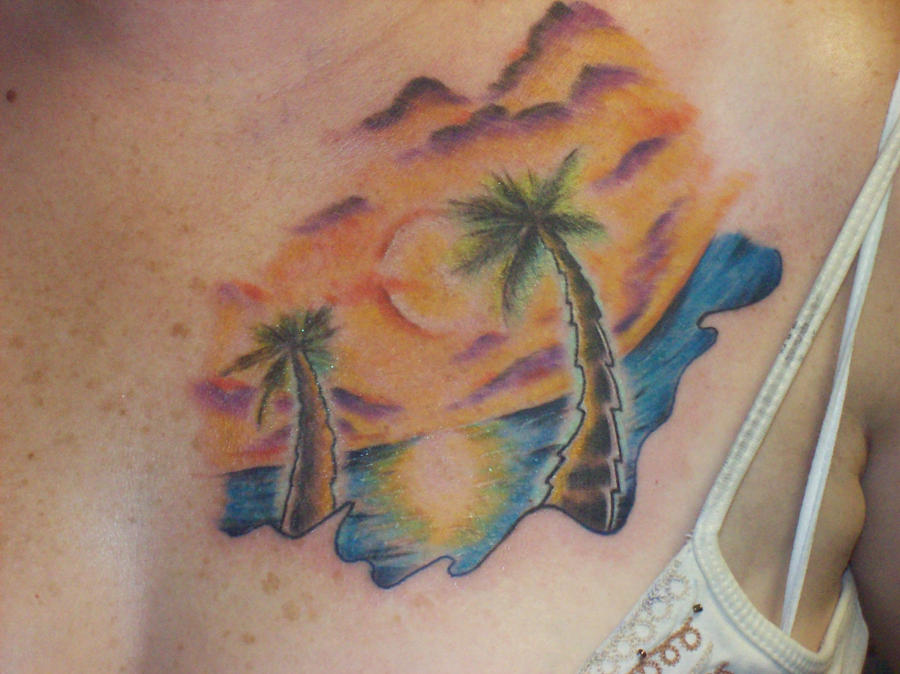 Palm trees - chest tattoo