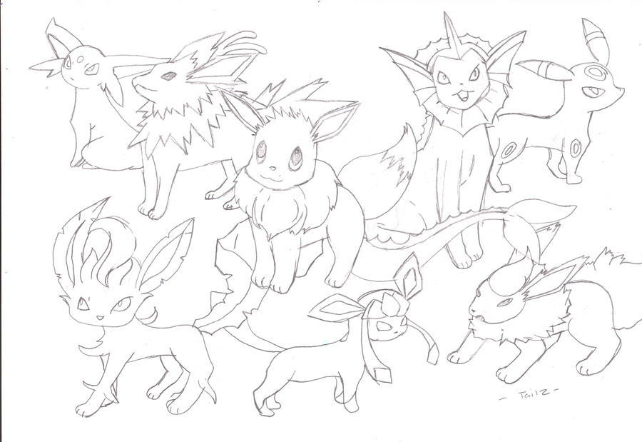 Pokemon All Eevee Evolutions Coloring Pages