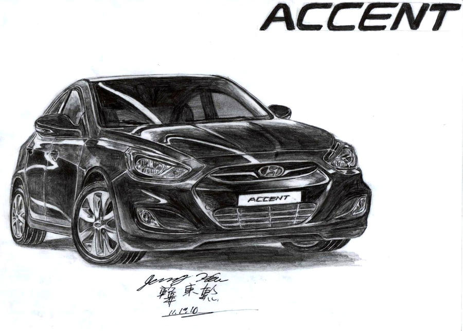 hyundai accent 2011. Hyundai Accent 2011 Drawing by