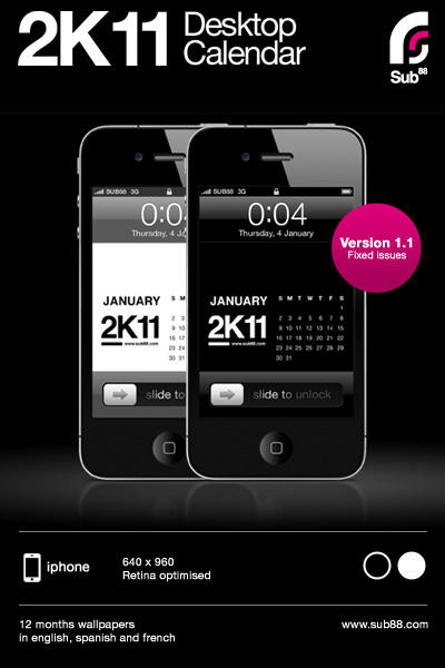 Popular Iphone Wallpapers on Iphone 2k11 Desktop Calendar By  Sub88 On Deviantart