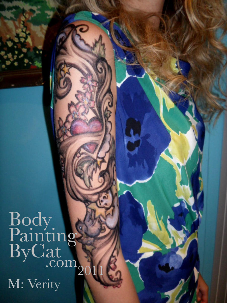 Painted arm tattoo sleeve by