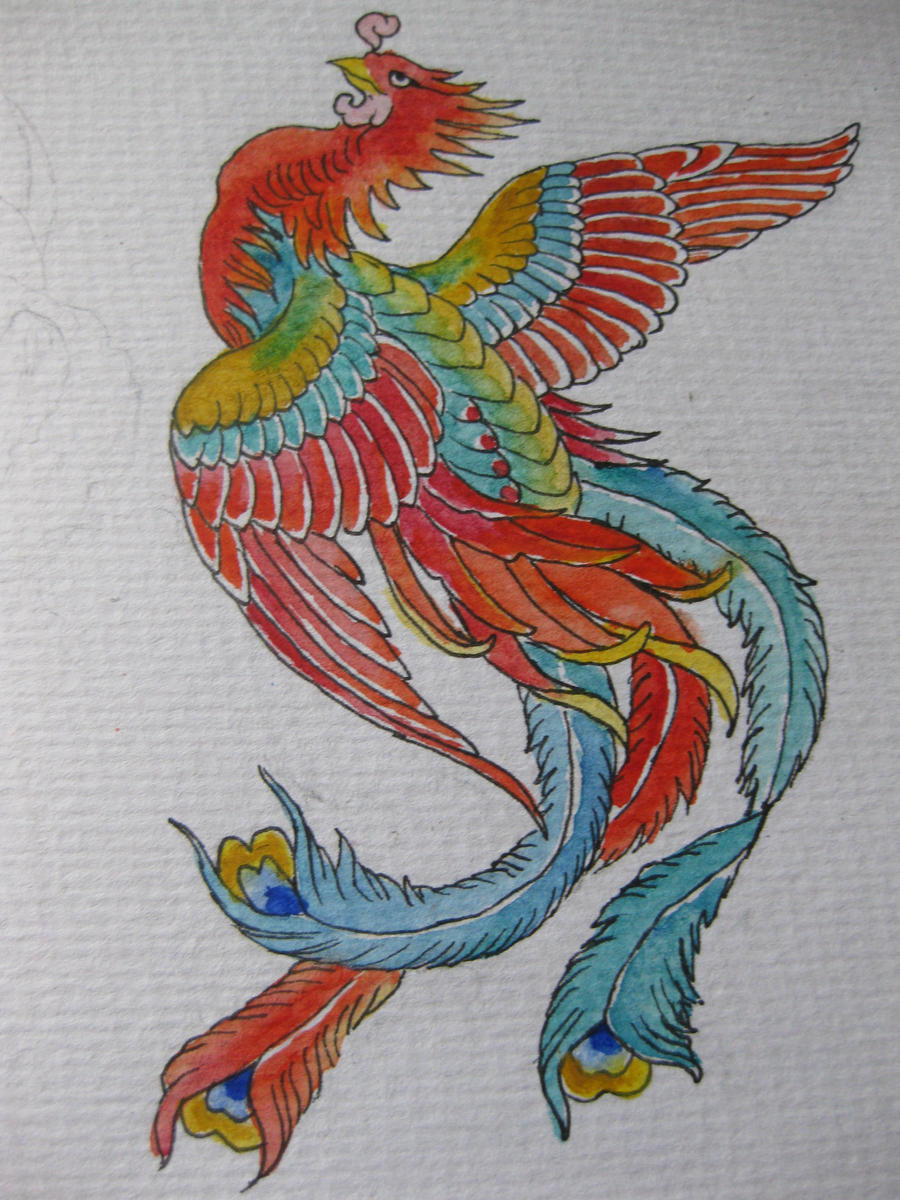 phoenix tattoo design color by