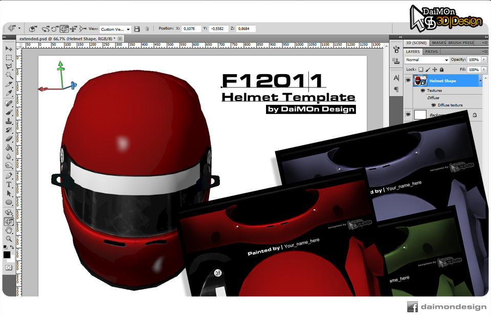 [RELEASED] F12011 Helmet Templates with 3D models by DaiMOn Design