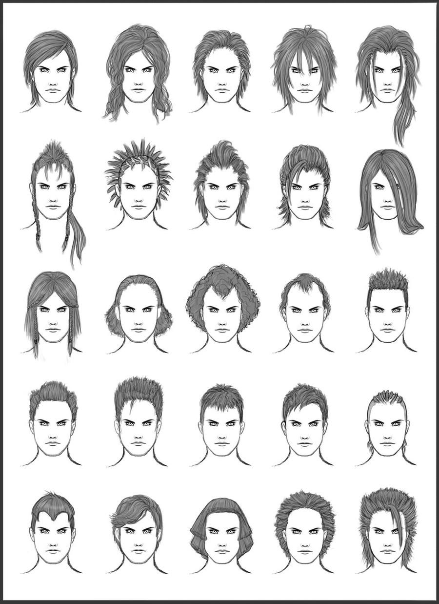 Men's Hair - Set 12 - Different Hairstyles for Boys - Character Design