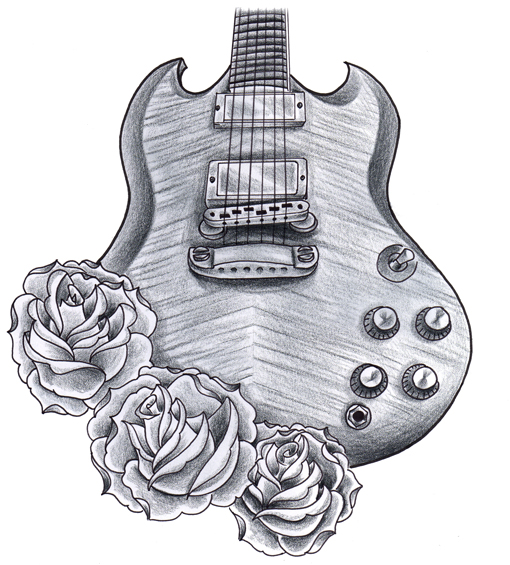 Gibson SG with roses by